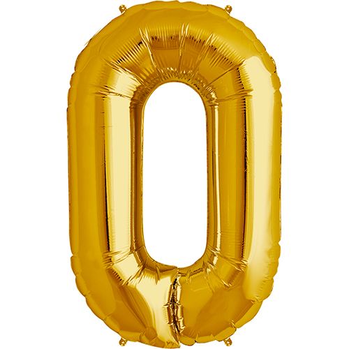 Gold Number 0 Foil Balloon