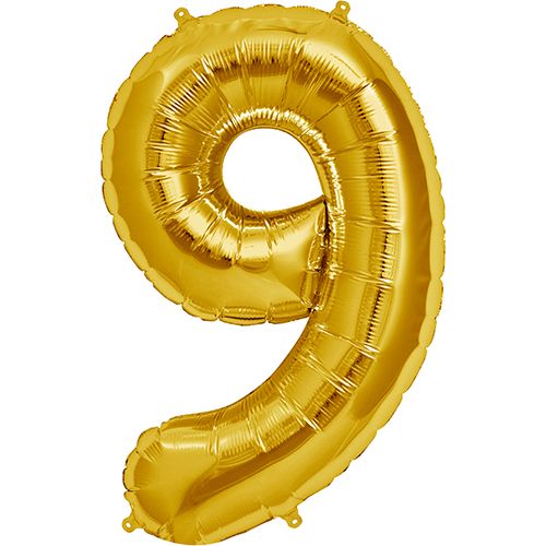 Gold Number 9 Foil Balloon