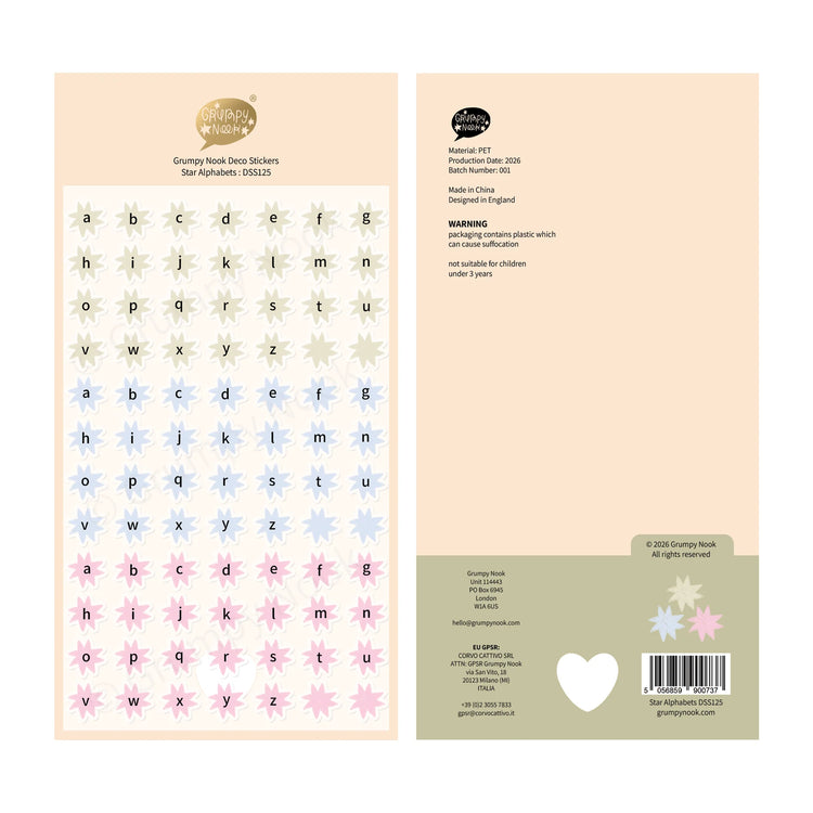 Star Alphabet Sticker Sheet