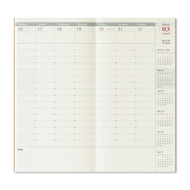 Traveler's Weekly Vertical Diary - Regular Size