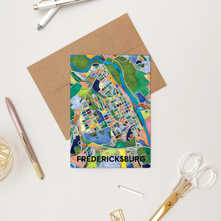 Fredericksburg Map Art Greeting Card