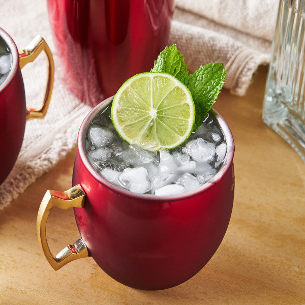 Red & Gold-Plated Stainless Steel Moscow Mule Mug