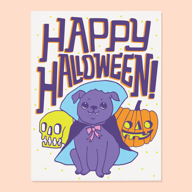 Vampire Pug Halloween Card
