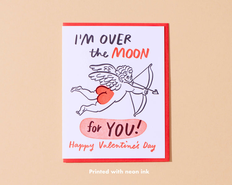 Over the Moon Valentine's Day Card