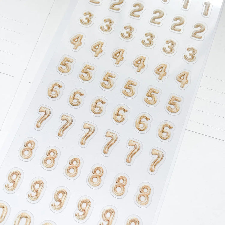 Gold Balloon Numbers Sticker Sheet