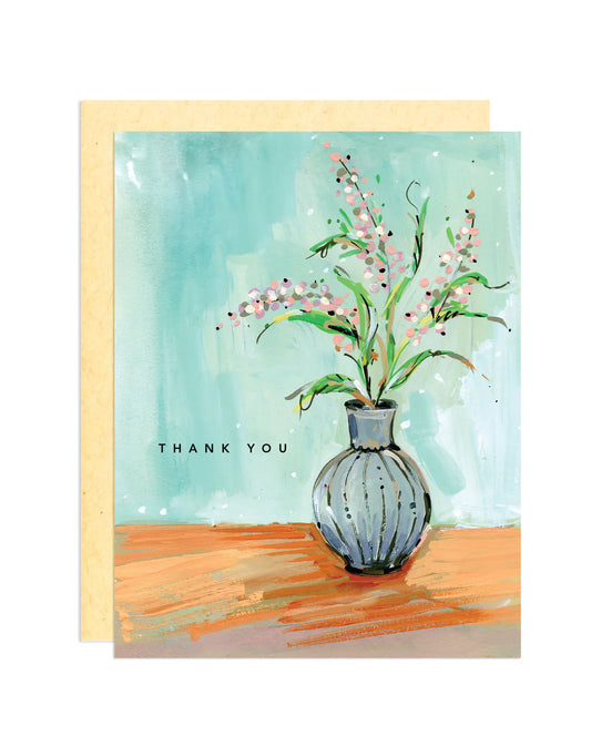 Thank You Pink Flowers Greeting Card