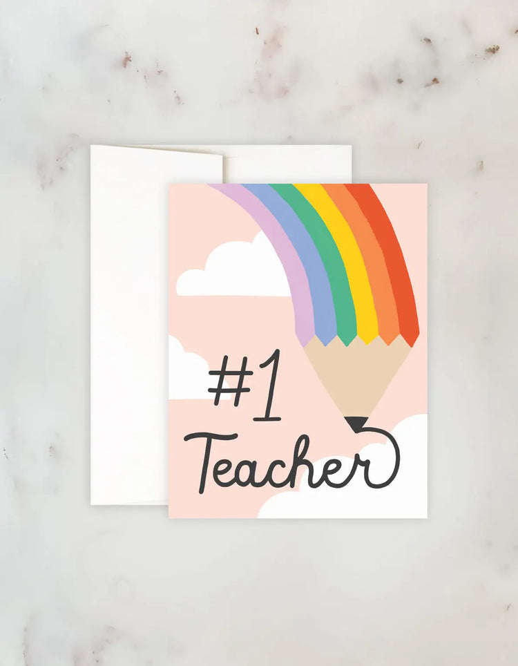 Rainbow Pencil Teacher Greeting Card