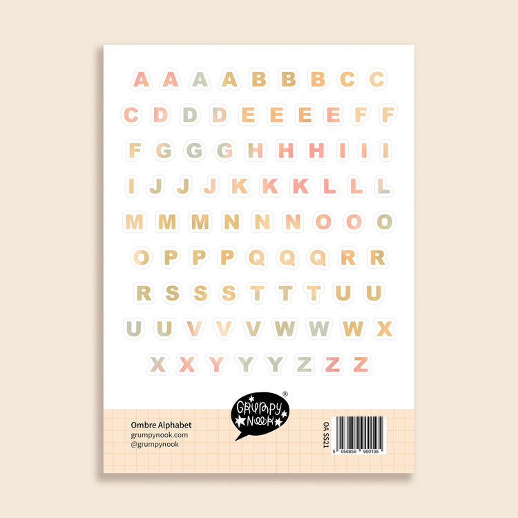 Ombre Alphabet Sticker sheet