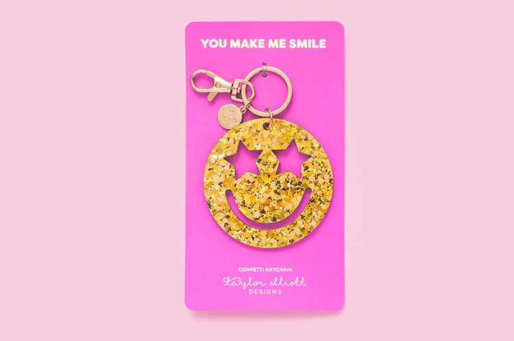 Star Eyes Smiley Keychain