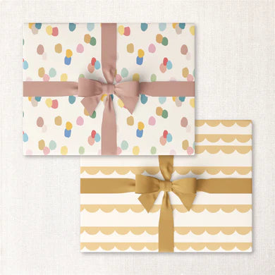 Painted Dots + Golden Scallops Double Sided Gift Wrap