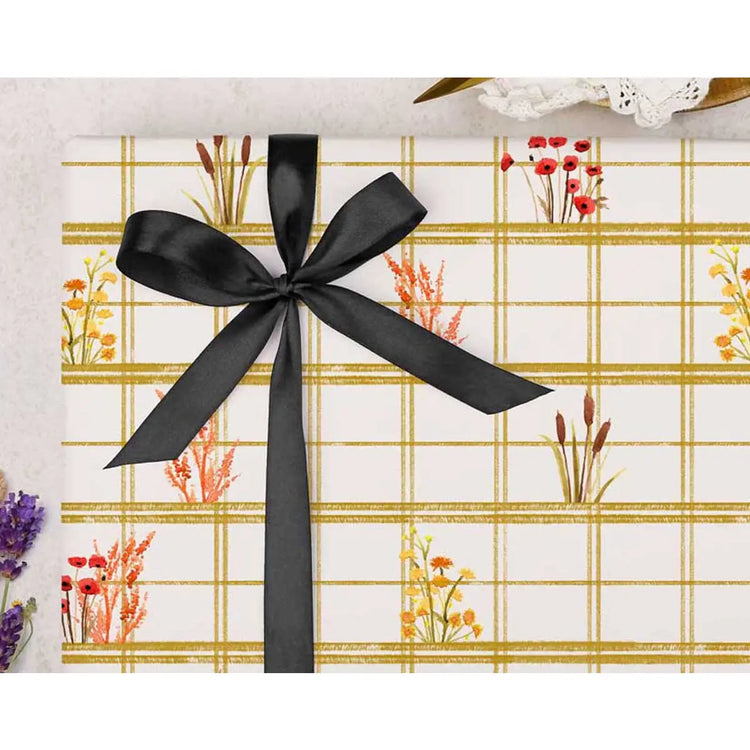 Mustard Checks Wrapping Paper Sheet