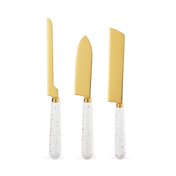 Starlight Gold-Plated Star-Patterned Cheese Knives -Set of 3