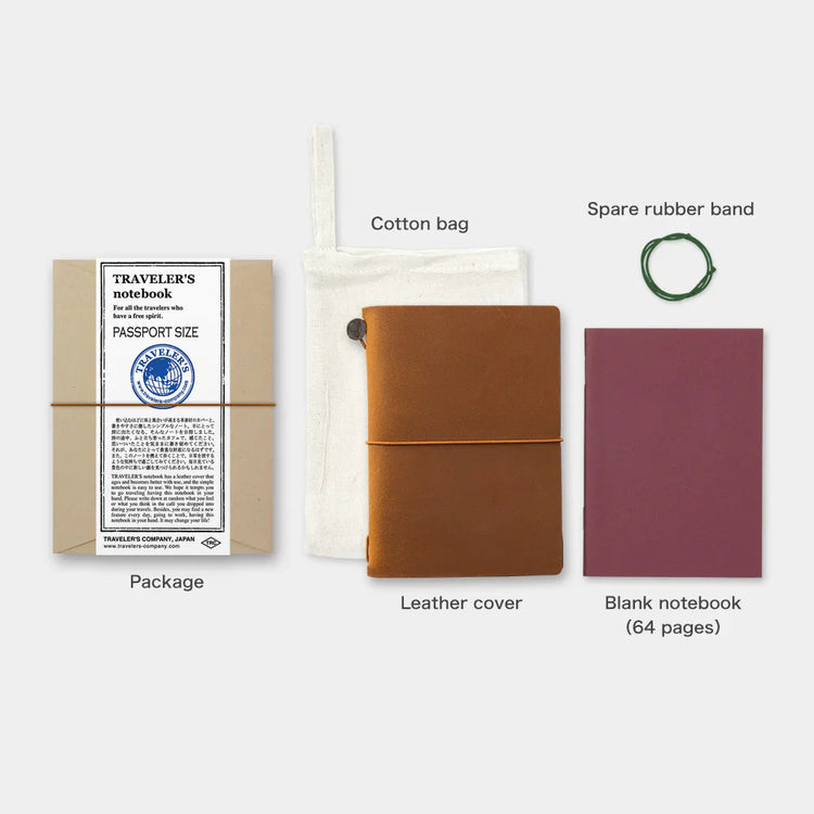 Traveler's Company Leather Journal Starter Kit Camel - Passport Size