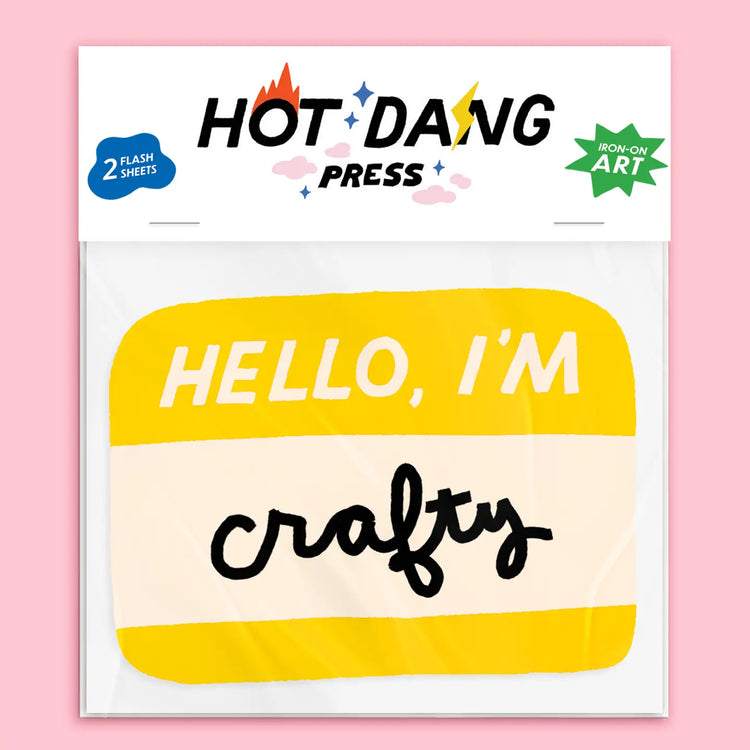 Hello I'm Crafty Name Tag Iron-on