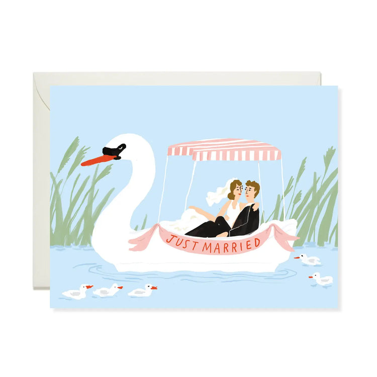 Swan Boat Wedding Card