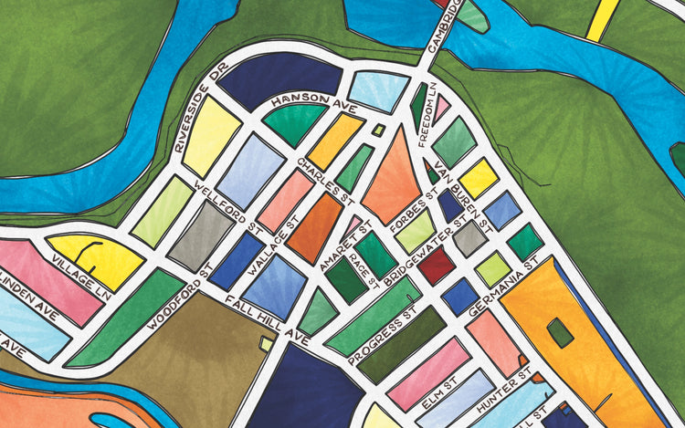Fredericksburg Map Art Print