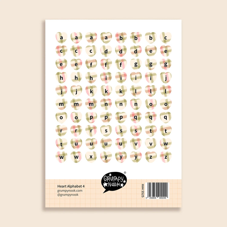 Heart Alphabet 4 Sticker Sheet