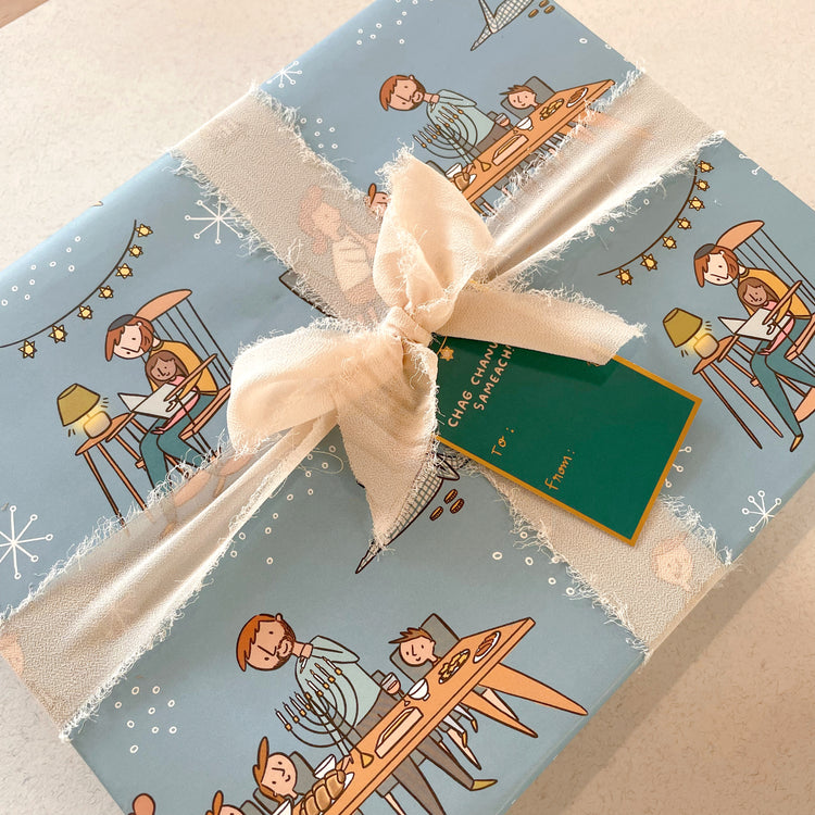 Hanukkah Family Wrapping Paper - 3 sheet roll
