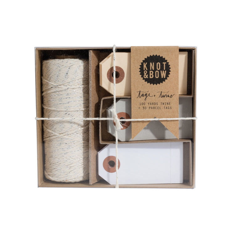 Silver Natural Tag and Twine Box