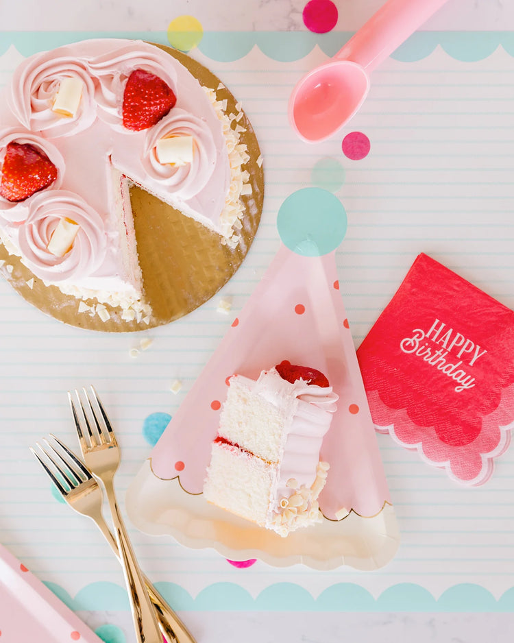 Pink Birthday Hat Shaped Plate