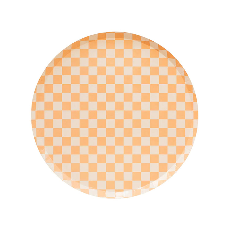 Peaches & Cream Checked Dessert Plate