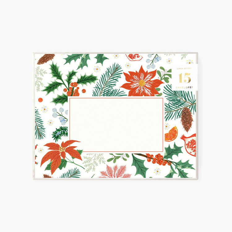 Christmas Flora boxed set of envelopes