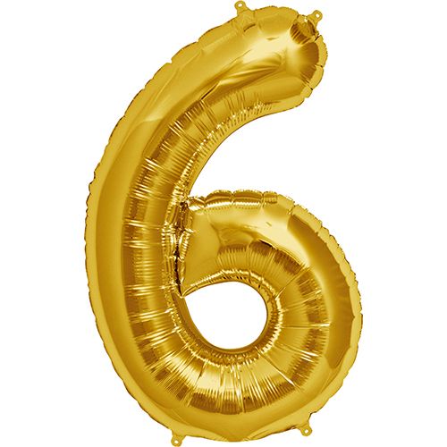 Gold Number 6 Foil Balloon