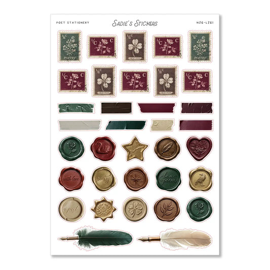 Poet Stationery Sticker Sheet
