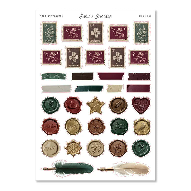 Poet Stationery Sticker Sheet