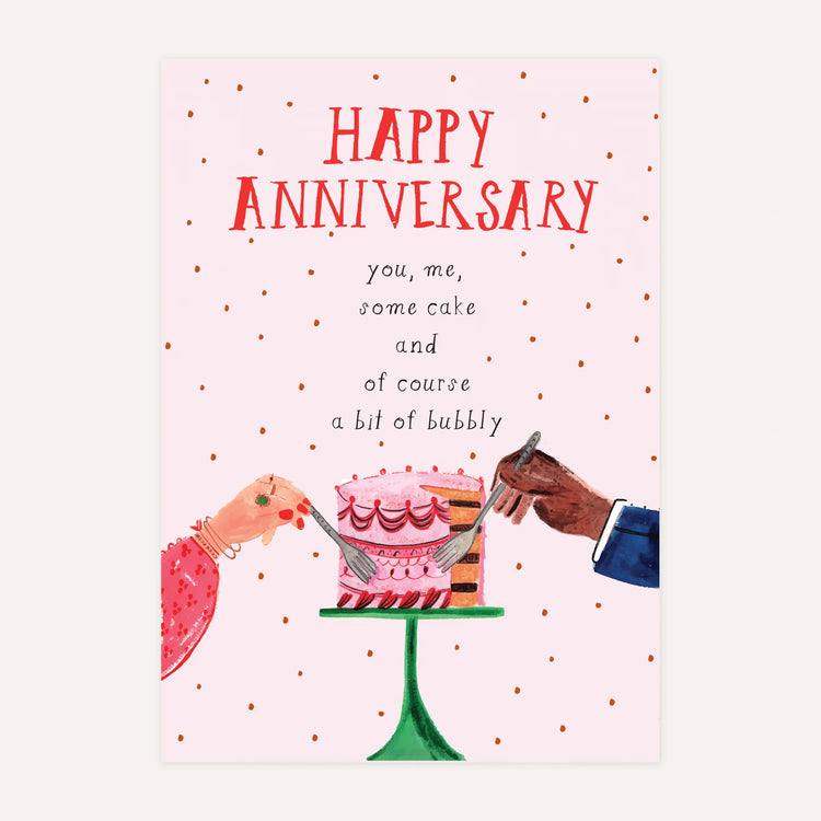 Cake and Bubbly Anniversary Card