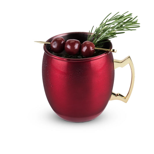 Red & Gold-Plated Stainless Steel Moscow Mule Mug