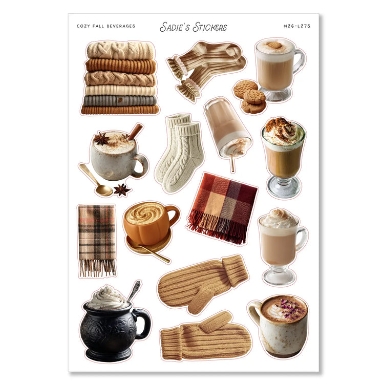 Cozy Fall Beverages Sticker Sheet