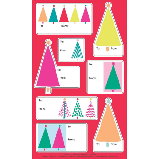 Bold & Bright Trees Sticker Gift Tags