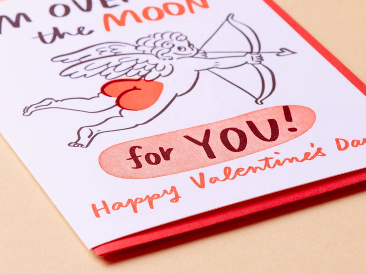Over the Moon Valentine's Day Card