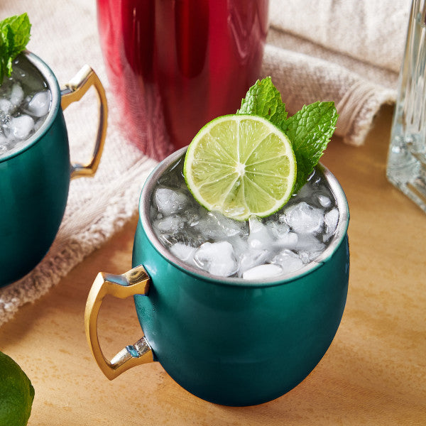 Emerald Green & Gold-Plated Stainless Steel Moscow Mule Mug