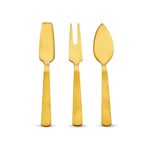 Gold-Plated Stainless Steel Cheese Knives - Set of 3