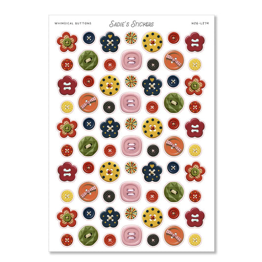 Whimsical Buttons Trinkets & Tidbits Sticker Sheet