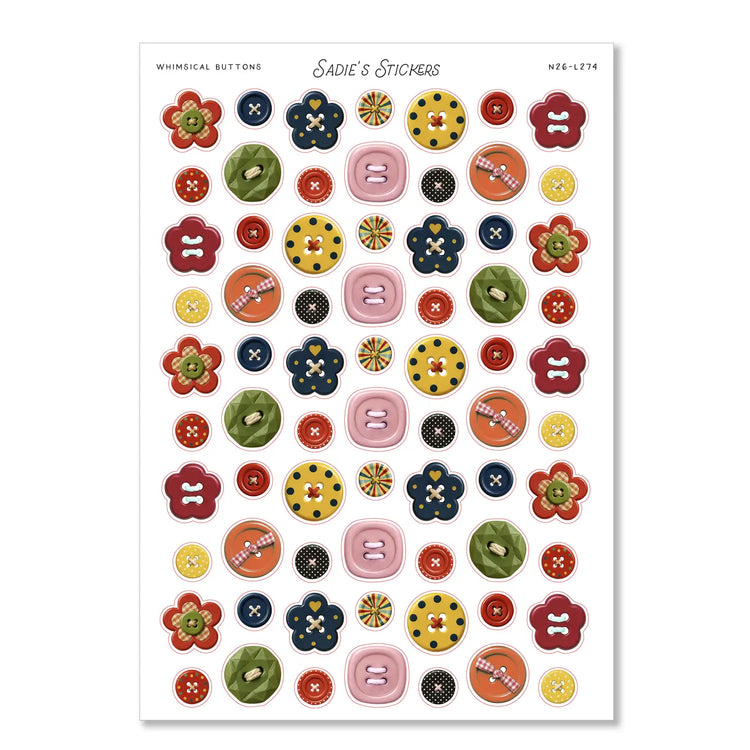 Whimsical Buttons Trinkets & Tidbits Sticker Sheet