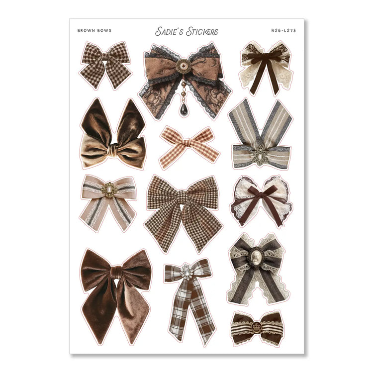 Brown Bows Trinkets & Tidbits Sticker Sheet