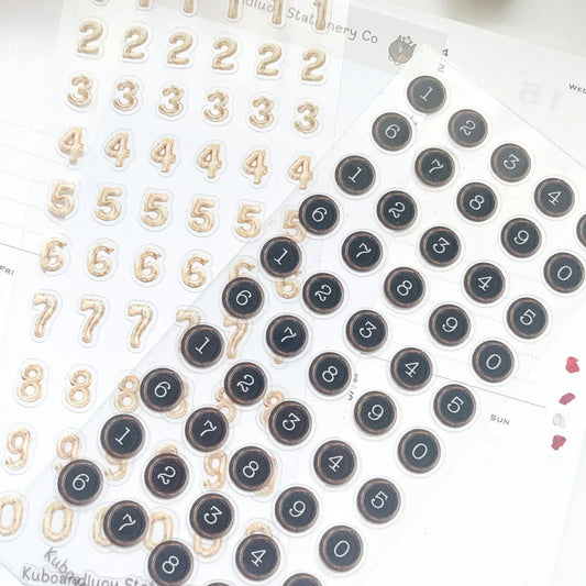 Vintage Typewriter Numbers Sticker Sheet