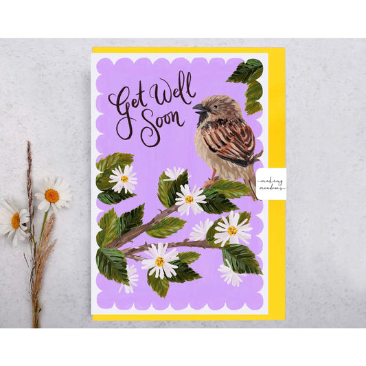 Get Well Soon Sparrow Greeting Card