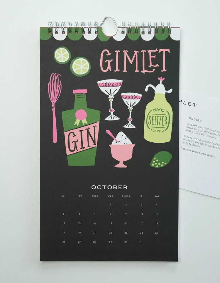 Cocktail 2025 Wall Calendar