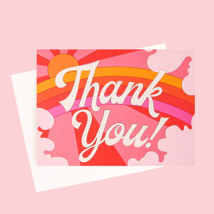 Pink Rainbow Thank You Greeting Card