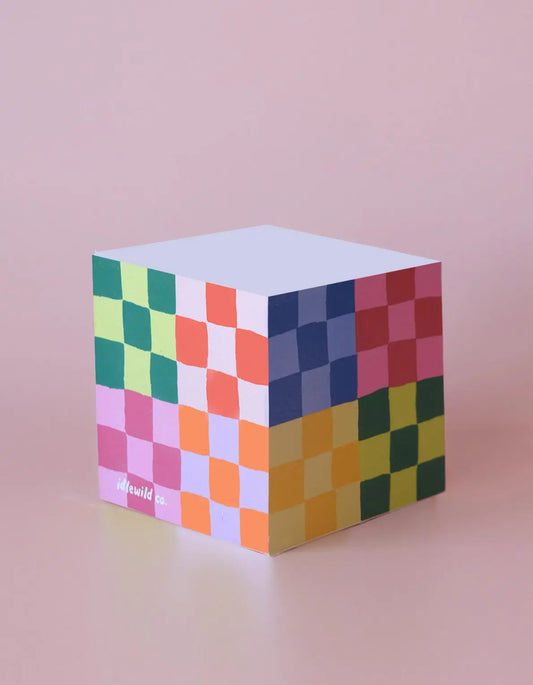 Rainbow Checks Sticky Note Cube