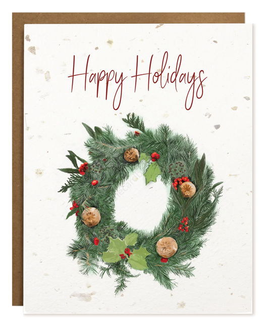 Holiday Wreath Plantable Greeting Card