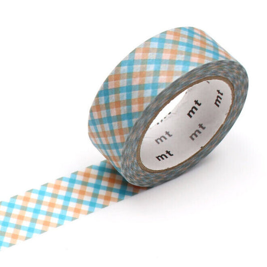 Blue/Orange Check Washi Tape