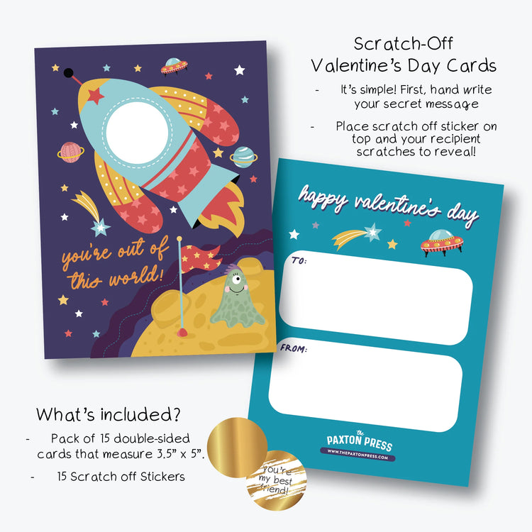 Out of this World Space Scratch-Off Valentines