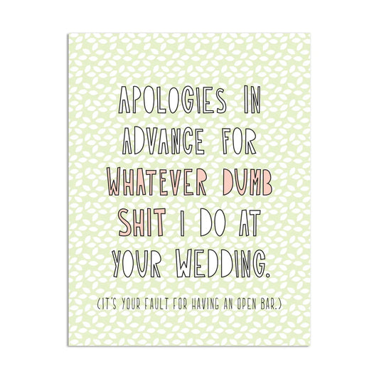 Dumb Shit Wedding Card