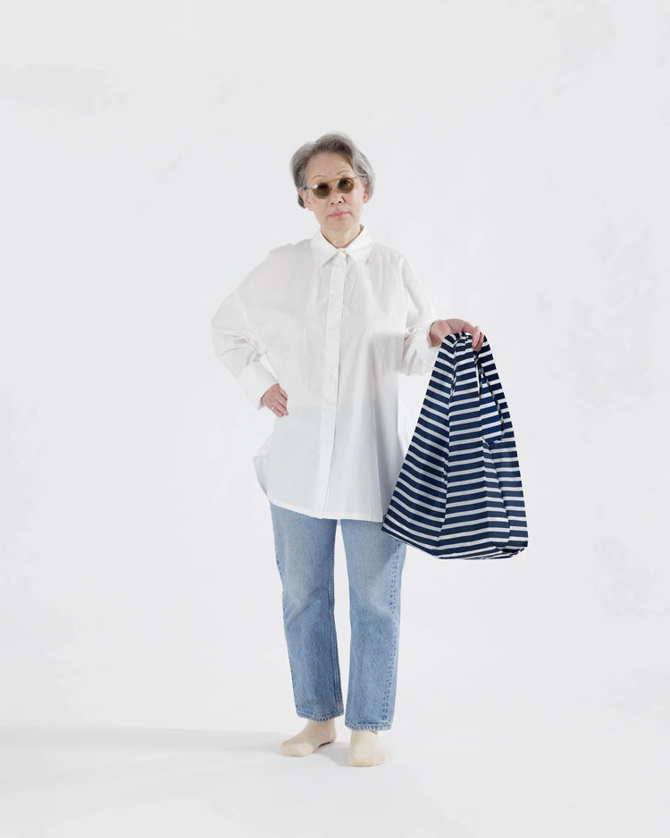 Navy Stripe Reusable Bag