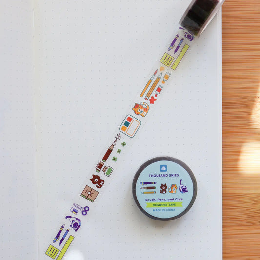 Brush, Pens, and Cats PET Tape